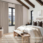 Burlywood Birch Pinch Pleated Blackout 102 Inch Linen Curtains Dual Layer | - Image 5