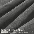 Dark Grey 80 Inch Pinch Pleated Linen Semi Sheer Curtains 2 Panel Set | - Image 3