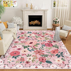 DUKINO 6x9 Area Rugs, Floral Washable Rug by DUKINO