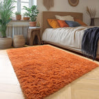 Amdrebio Burnt Orange Fall Fuzzy Shag Area Rug 5x7 - Image 3