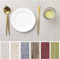 LEXMORE Placemats Set of 4 Vinyl/Plastic Woven Place Mats for Kitchen Table Indoor/Outdoor Washable Placemat Wipeable Dining Table Mats(Pale Beige)
