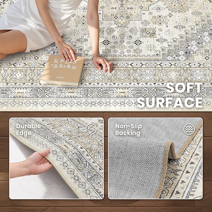 2'6 x 10' Runner Rug Non Slip, Washable Kitchen Rugs, Living Room, Long Rug - Image 5