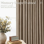 Latte Pinch Pleated Linen Semi Sheer Short Curtains 45 Inch Length 2 Panels | - Image 4