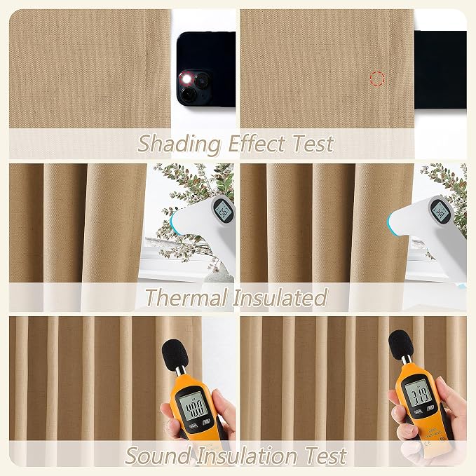 100% Blackout Linen Curtains 84 Inch Length 2 Panels Set - Image 5