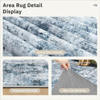 Soalmost Abstract Runner Rug 2x10 Hallway Kitchen Runners Blue/Grey | Stain - Image 6