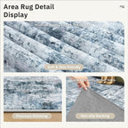 Soalmost Abstract Rug 8x12 Large Living Room Area Rugs Washable Blue/Grey | - Image 6