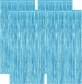 4 Pack Party Decorations, 3.28 FT x 7.05 FT Blue Foil Streamers, Metallic Sky Blue Backdrop Fringe Curtains Bithday Back Drop, Winter Backdrop for Party Supplies Door Decor Hanging