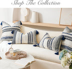 Decorative Lumbar Throw Pillow Cover 14x24 Boho Dark Blue Accent Cushion - Image 7