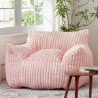 Giant Bean Bag Chairs for Adults with Filling Plush Fluffy Bean Bag Chairs for Teens with Armrests Comfy BeanBag Lazy Couch Sofa Chair for Bedroom Living Room Reading
