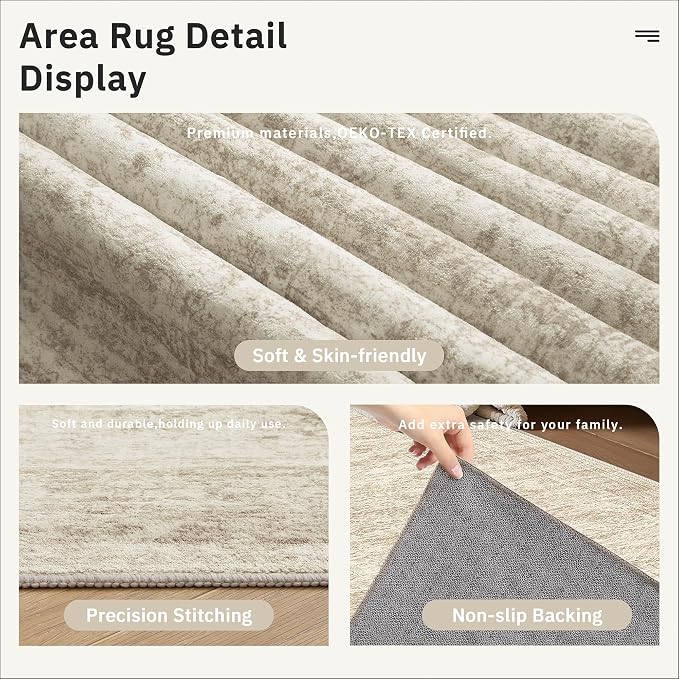 Soalmost Hallway Runner Rug 2'6" x 14' Washable Long Kitchen Rugs Beige | - Image 6