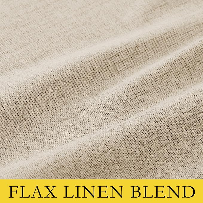 NICETOWN 100% Blackout Beige Linen Bedroom Curtains 95" Length - Image 6