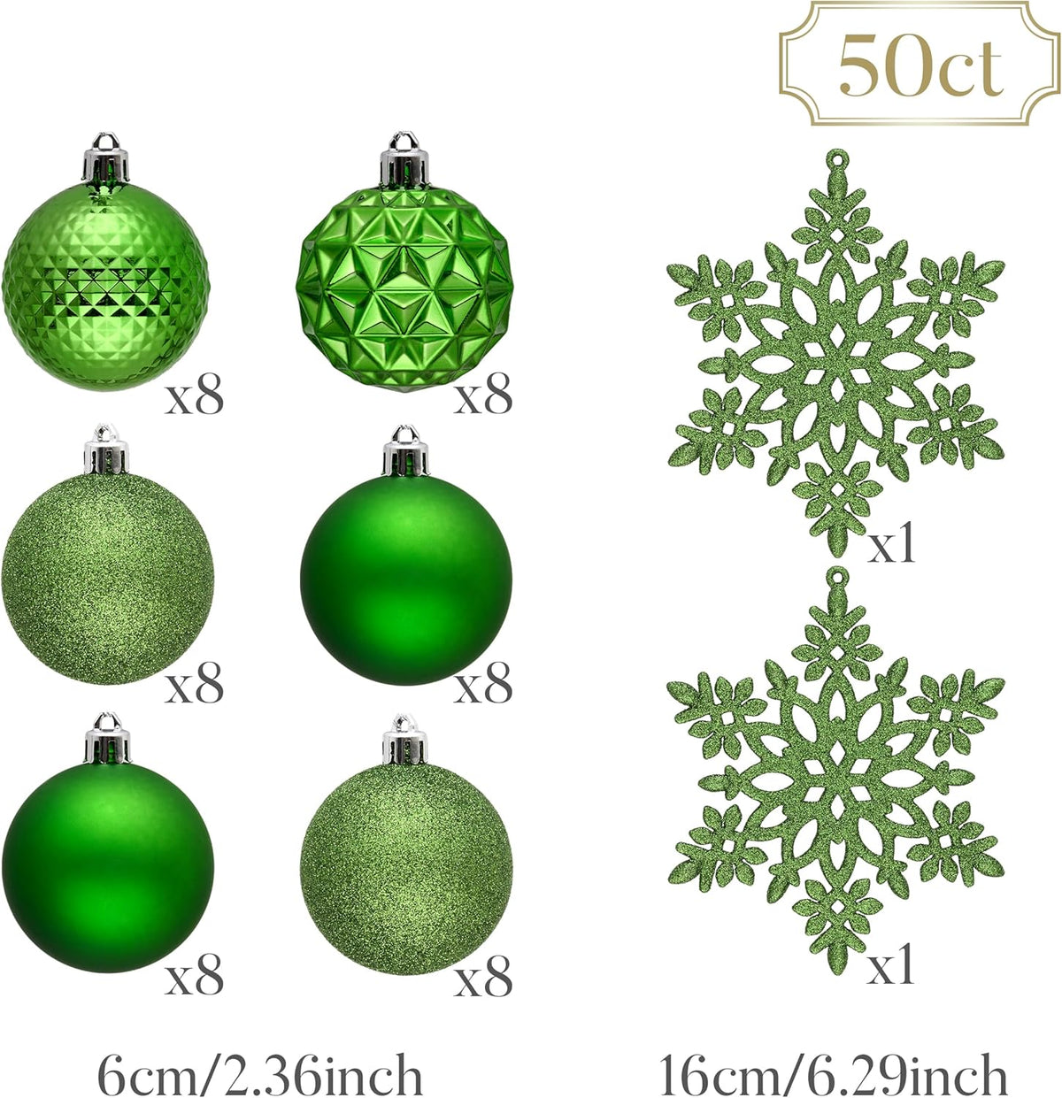 Valery Madelyn Christmas Tree Decorations Ornament Set for Fall Halloween, 50ct 2.36 Inches Lime Green Shatterproof Christmas Ball Ornaments Hanging Xmas Holiday Party Decor