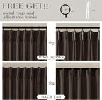 Dark Chocolate 96 Inch Pinch Pleated Semi Sheer Linen Curtains 2 Panels | - Image 5