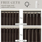 Dark Chocolate 102 Inch Pinch Pleated Semi Sheer Linen Curtains 2 Panels | - Image 5
