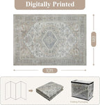 6x9 Washable Area Rugs for Living Room, Dining Room- Retro Taupe | Ultra Soft - Image 2
