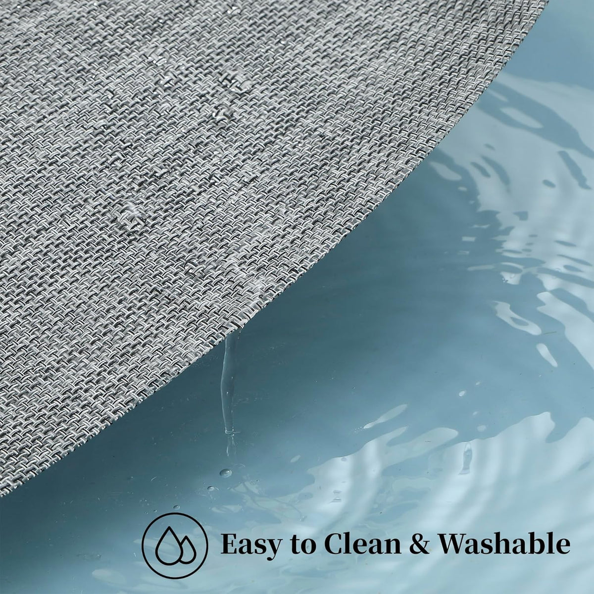 Leetaltree Linen Grey Placemats Set of 12 - Heat Resistant Non-Slip Place mats for Dining Table, Washable Durable PVC Vinyl Woven Table Mats（Linen Grey, 12）