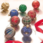 Valery Madelyn Ornaments for Christmas Trees, 9ct 2.36 Inches Red Green and Gold Shatterproof Christmas Tree Decorations, Luxury Hanging Ball Ornaments for Xmas Holiday Party Decor
