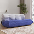 Big Bean Bag Chairs for Adults, 3 Seater Large Bean Bag Sofa, Fireside Chair Lazy Sofa Chair with High Density Comfortable Foam, Modern Bean Bag for Living Room, Bedroom, Office (Blue&White)