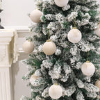 3.15inch Velvet Ornaments for Christmas Tree, 15pcs Flocked Christmas Ornaments Decorations Balls Set Decor Beige