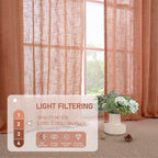 Terracotta Linen Curtains 54 Inch Length 2 Panel Set, Semi Sheer Bronze Grommet - Image 5