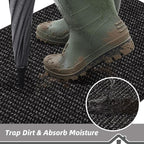 BEQHAUSE Dirt Trapper Door Mat 17" x 30" Half Circle Non Slip Rugs, Absorbent - Image 3