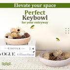 Travertine Decorative Bowl - 7.8” Diameter & 2” Height - Key Bowl for Entryway Table - Travertine - Organic Modern Centerpiece - Beige/Natural