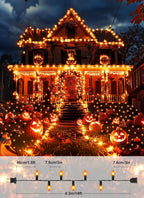 2 Pack Orange Halloween Mini Lights, 13 Feet 50 Count Totally 100 Count Incandescent Bulb Mini String Lights, Connectable Halloween Light for Haunted House Ghost Party Holiday Window Indoor Decoration