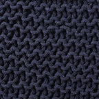 REDEARTH Square Hand Knitted Pouf - Foot Stool Ottoman Coffee Table - Cotton Cord Boho Pouffe - Poof Accent Footrest for Living Room - Bedroom - Library (16" x 16" x 16") - Navy Blue