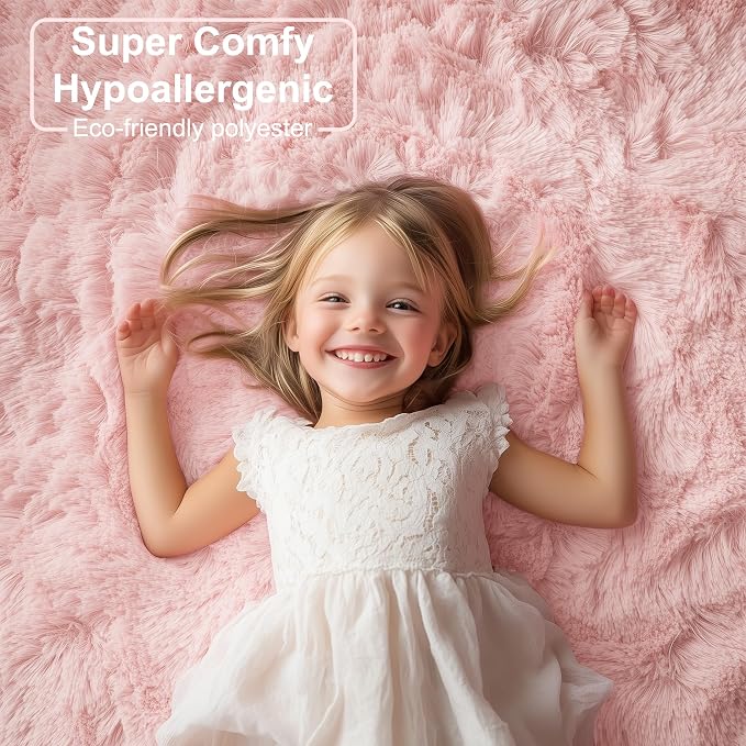 Pink Rugs for Girls Bedroom 4x6 Ft Cute Girls Room Decor Aesthetic Area Rug | - Image 3