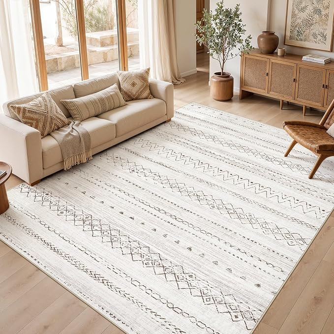 cotiled Boho 8x10 Area Rugs for Living Room: Large Moroccan Washable Rug | by COTILED