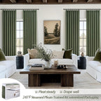 PleatedDrapes Olive Green Sheer Curtains 90 Inches Long 2 Panels Set - Image 5