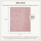 Carriediosa Chunky Knit Throw Blanket 50" X 60", 100% Hand Made Large Chenille Loop Yarn Soft Fluffy Throws for Couch Sofa Bed, Big Crochet Cozy Heavy Thick Cable Woven Blankets, Dusty Pink