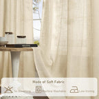 Semi Sheer Linen Curtains 96 inches Long 2 Panels Set, 52 x 96 Inch | Light - Image 8