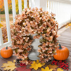 Bougainvillea Artificial Flowers Plants for Outdoors Outside Fall Autumn Decoration, 2 pcs Faux Silk Long Trailing Vines UV Resistant Look Real Brown Fake Flowers for Front Door Porch Planter Urn Yard