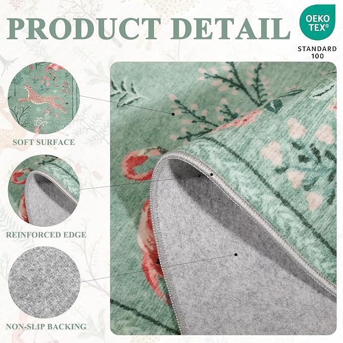DUKINO 4x6 Area Rug, Non Slip Animal Washable Rug - Image 5