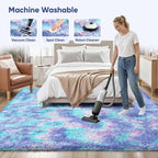 PLHXFR 9x12 Area Rugs Living Room: Fluffy Bedroom Soft Shag Rug Kid Rainbow | - Image 8