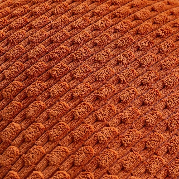 Set of 4 Burnt Orange Decorative Throw Pillow Covers 24x24 Inch Corduroy Pillow - Image 4