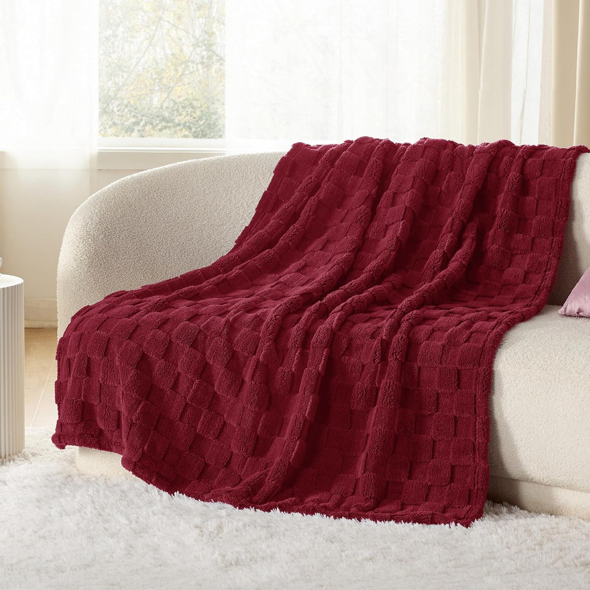 Bedsure GentleSoft Red Throw Blanket for Couch - Super Soft Cozy Blankets Gifts for Women Men Girls, Cute Small Fleece Throws for Bedroom Home Decor, 50x70 Inches