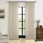 Linen Beige Pinch Pleated Semi Sheer Curtains 80 Inches Long 2 Panels Set | by Twodrapes