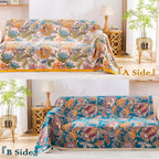Boho Throw Blanket for Bed, 100% Cotton Soft Rustic Quilt Fall Blanket, 90"x98" Floral Printed Farmhouse Decor Bed Blankets, All Season Rustic Reversible Bohemian Throw Quilt