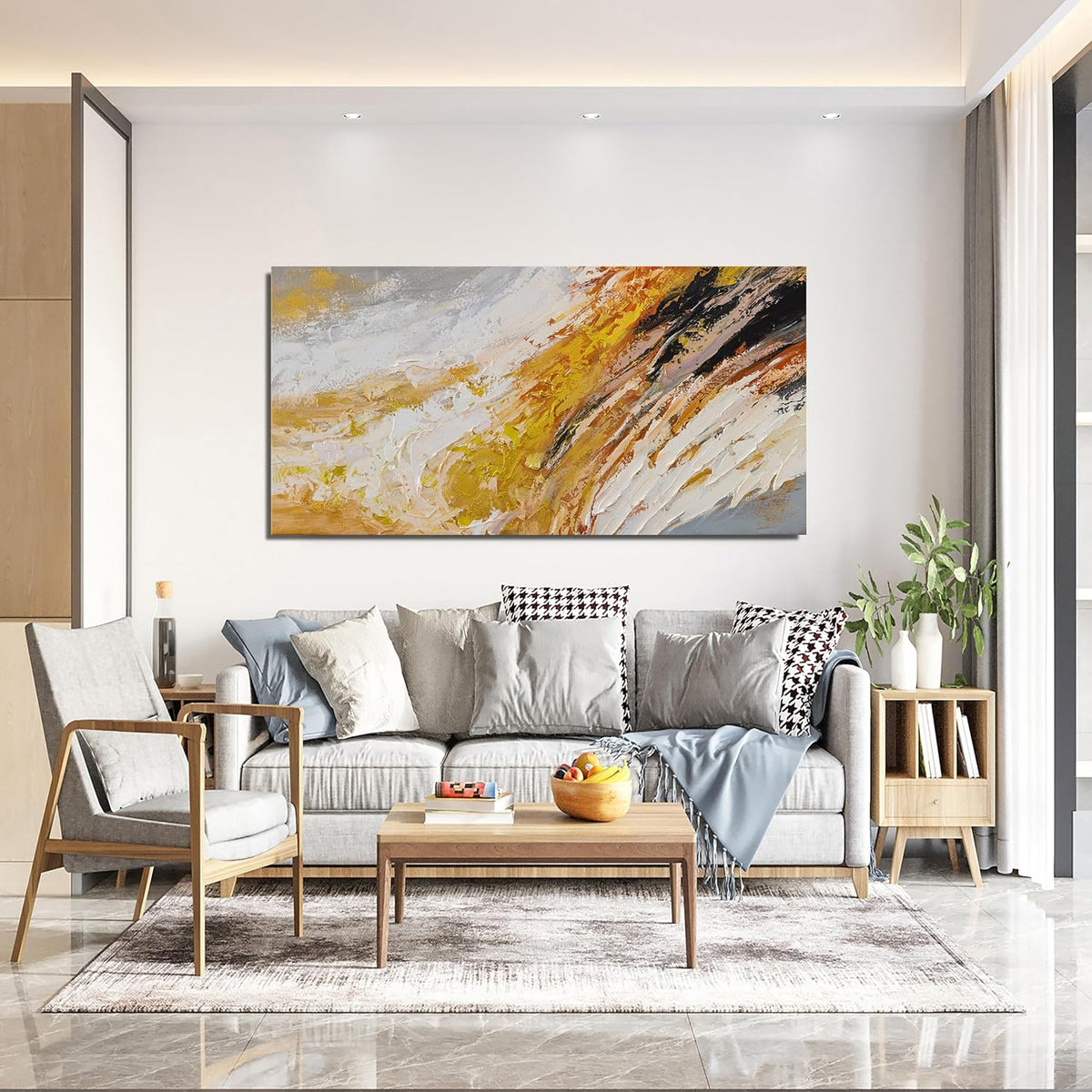 AIXMGSJS Canvas Wall Art Decor Wall Art Pictures for Living Room Canvas Art Wall Decor Black and White Abstract Wall Art Prints Modern Gold Wall Art Artwork for Walls Home Office Decor 20" X 40"