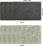 Myir JUN Dual Sided Placemats, Faux Leather Set of 6 Indoor/Outdoor Square Non-Slip Washable Table Mats (Gray Grass Green)