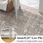 Schweek 8x10 Washable Area Rug Neutral Floral Rugs - Image 4