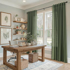 Forest Green Linen Curtains for Living Room 120 Inches Long Light Filtering - Image 6