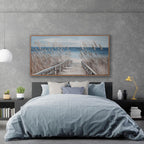 Wall Art Decor Canvas Print Painting Reed And Blue Coast Landscape Picture Artwork Framed Wall Decor For Living Room Bedroom Living Room And Apartment 20x40 Inch