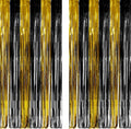 Black and Gold Party Streamers Decoration - GREATRIL Foil Fringe Backdrop for 2025 NYE/Anniversary/Farewell/Cocktail/Prom/EID/Birthdays - 3.2ft X 8.2ft - 2 Packs