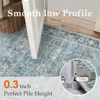 6x9 Light Blue Vintage Floral Washable Area Rug - Image 7