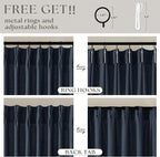 Pinch Pleated Extra Long Navy Linen Curtains 120 Inches Long | Farmhouse Modern - Image 5