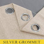 NICETOWN 100% Blackout Beige Linen Bedroom Curtains 95" Length - Image 8