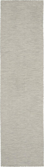 Nourison Positano Indoor/Outdoor Light Grey 2'2" x 8' Area Rug, Easy Cleaning, Non Shedding, Bed Room, Living Room, Dining Room, Backyard, Deck, Patio (2x8)
